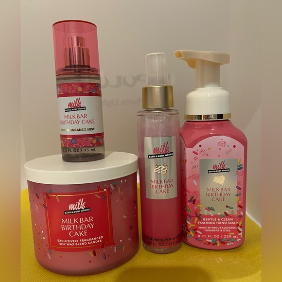 NEW Bath & Body Works Milk Bar Birthday Cake 5Piece Set plus a free gift